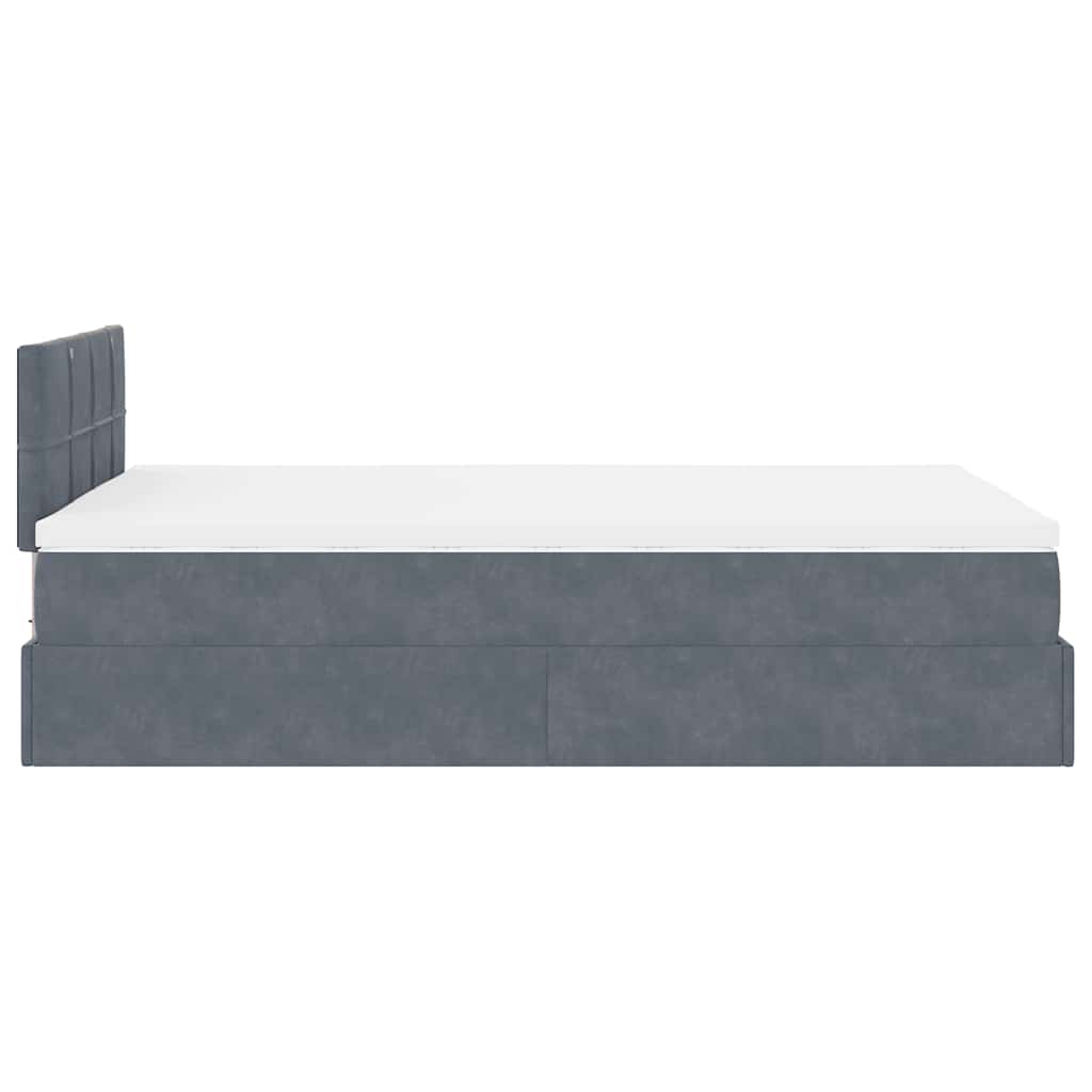 vidaXL Ottoman-Bett mit Matratze & LEDs Dunkelgrau 120x200 cm Samt