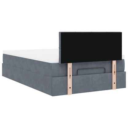 vidaXL Ottoman-Bett mit Matratze & LEDs Dunkelgrau 120x200 cm Samt