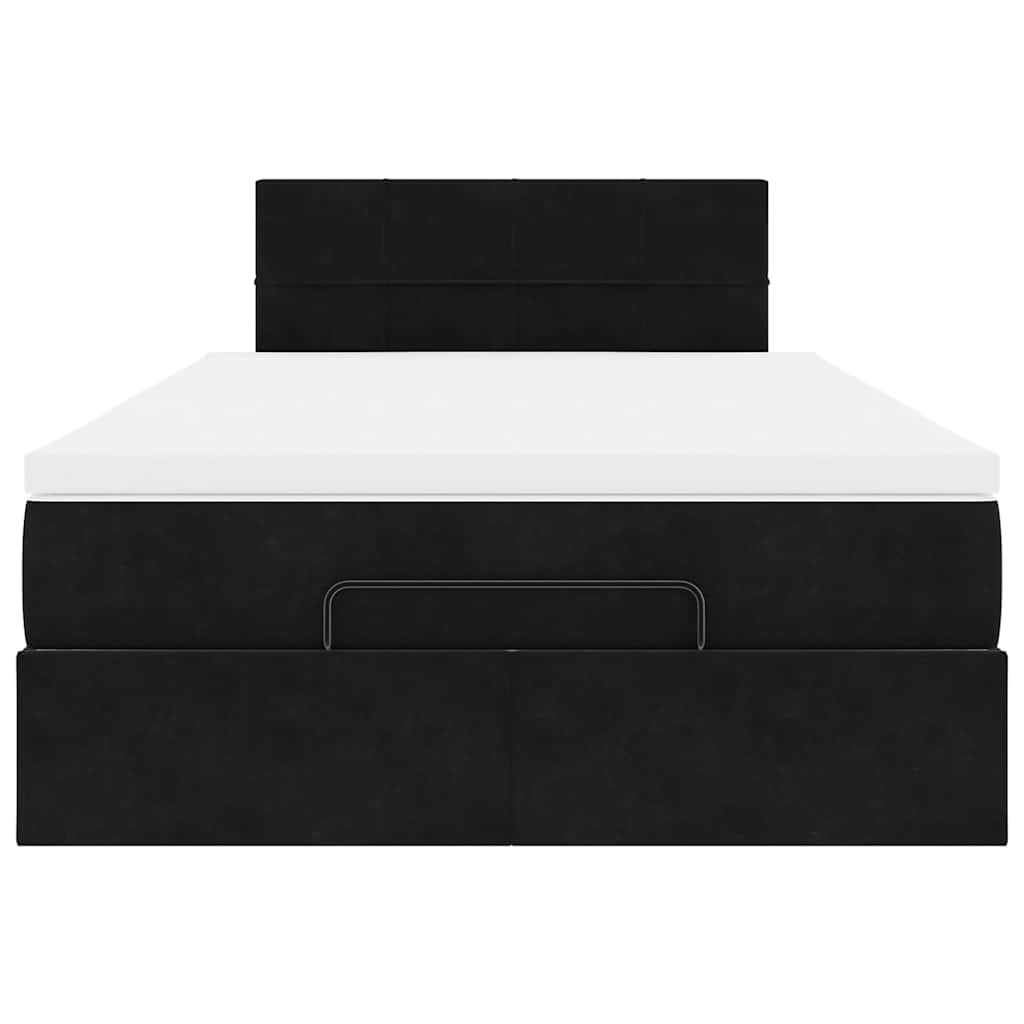 vidaXL Ottoman-Bett mit Matratze & LEDs Schwarz 120x200 cm Samt