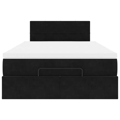 vidaXL Ottoman-Bett mit Matratze & LEDs Schwarz 120x200 cm Samt