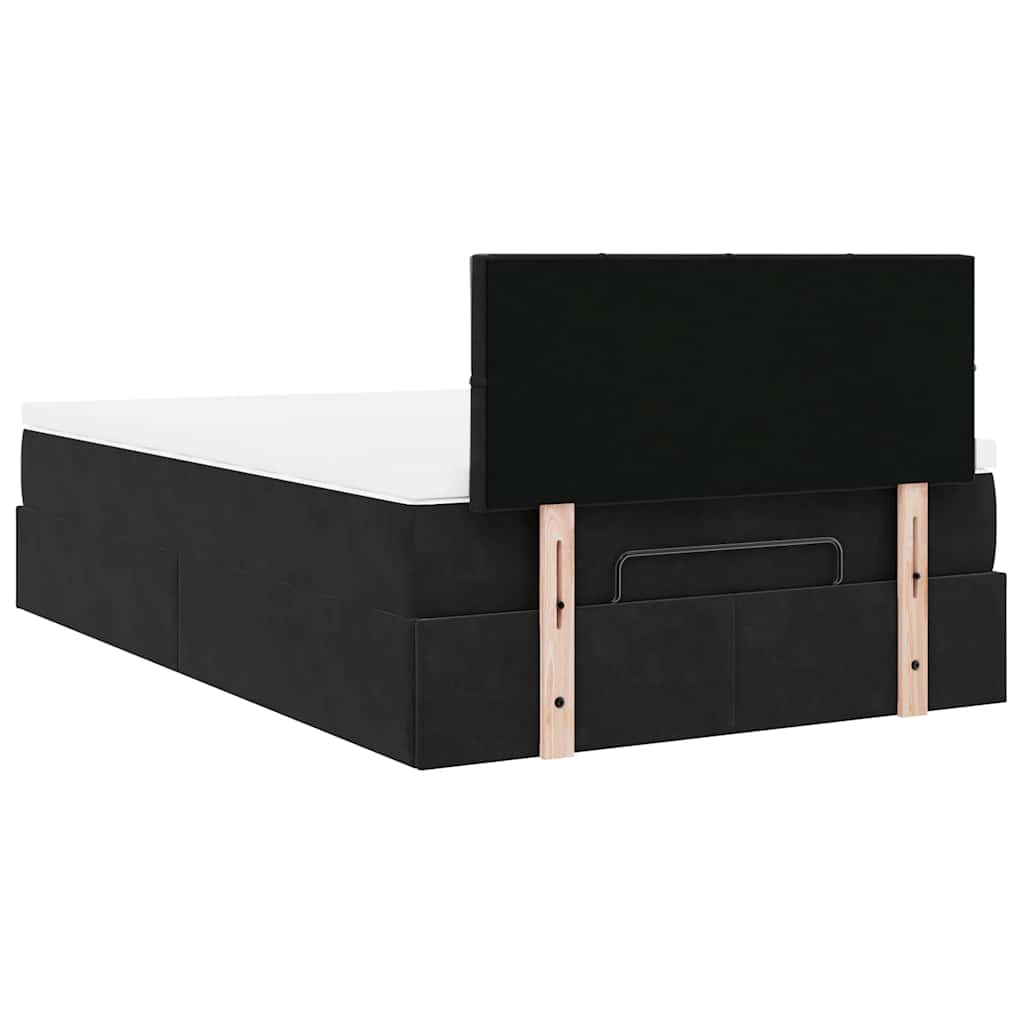 vidaXL Ottoman-Bett mit Matratze & LEDs Schwarz 120x200 cm Samt