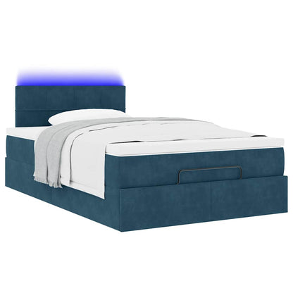 vidaXL Ottoman-Bett mit Matratze & LEDs Dunkelblau 120x200 cm Samt