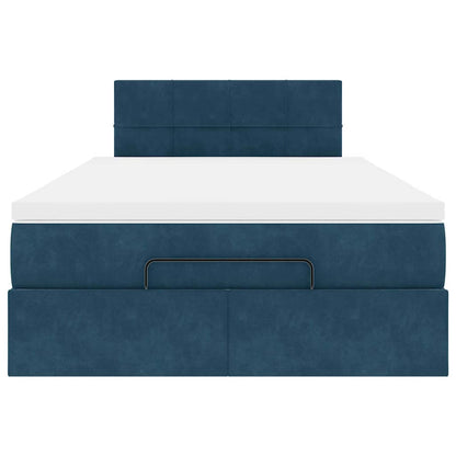 vidaXL Ottoman-Bett mit Matratze & LEDs Dunkelblau 120x200 cm Samt