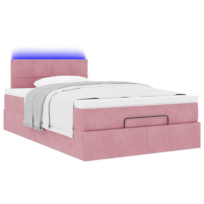 vidaXL Lit Ottoman avec matelas et LED Rose 120x200 cm Velours