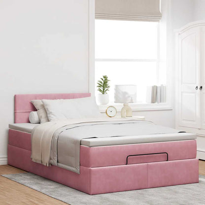 vidaXL Lit Ottoman avec matelas et LED Rose 120x200 cm Velours