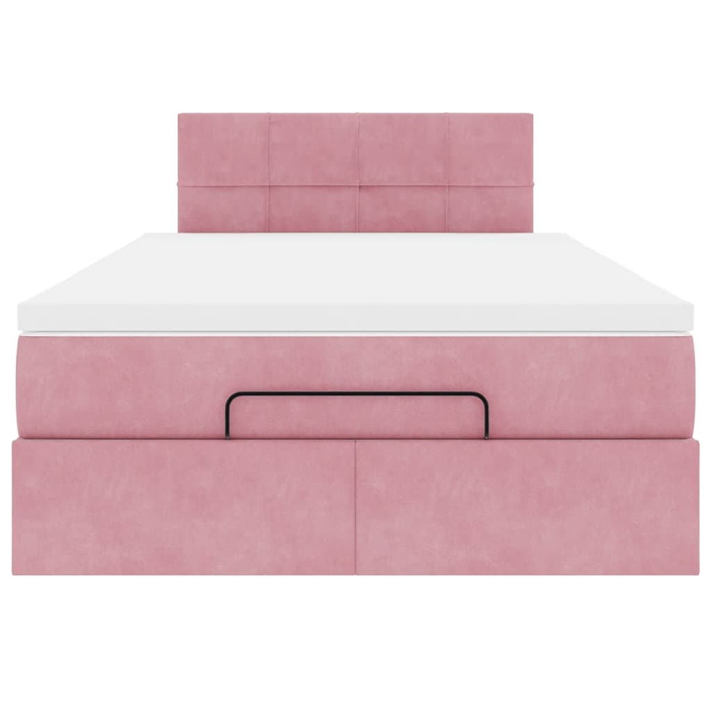 vidaXL Lit Ottoman avec matelas et LED Rose 120x200 cm Velours