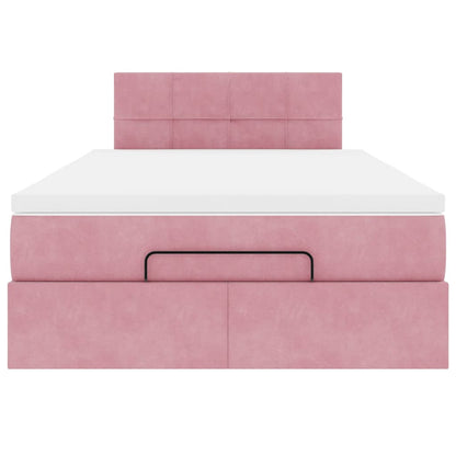 vidaXL Lit Ottoman avec matelas et LED Rose 120x200 cm Velours