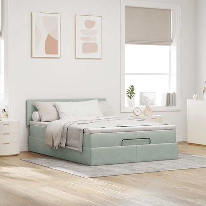 vidaXL Lit ottoman avec matelas et LED gris clair 140x190 cm velours