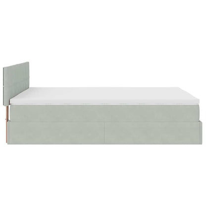 Ottoman-Bett mit Matratze & LEDs Hellgrau 140x190 cm Samt