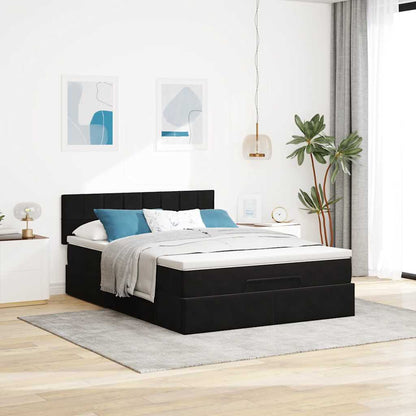 vidaXL Lit ottoman avec matelas et LED, noir, 140x190 cm, velours