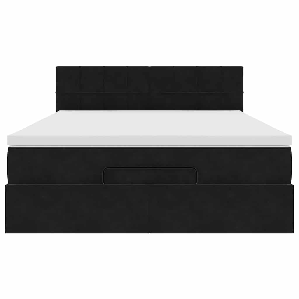 vidaXL Lit ottoman avec matelas et LED, noir, 140x190 cm, velours