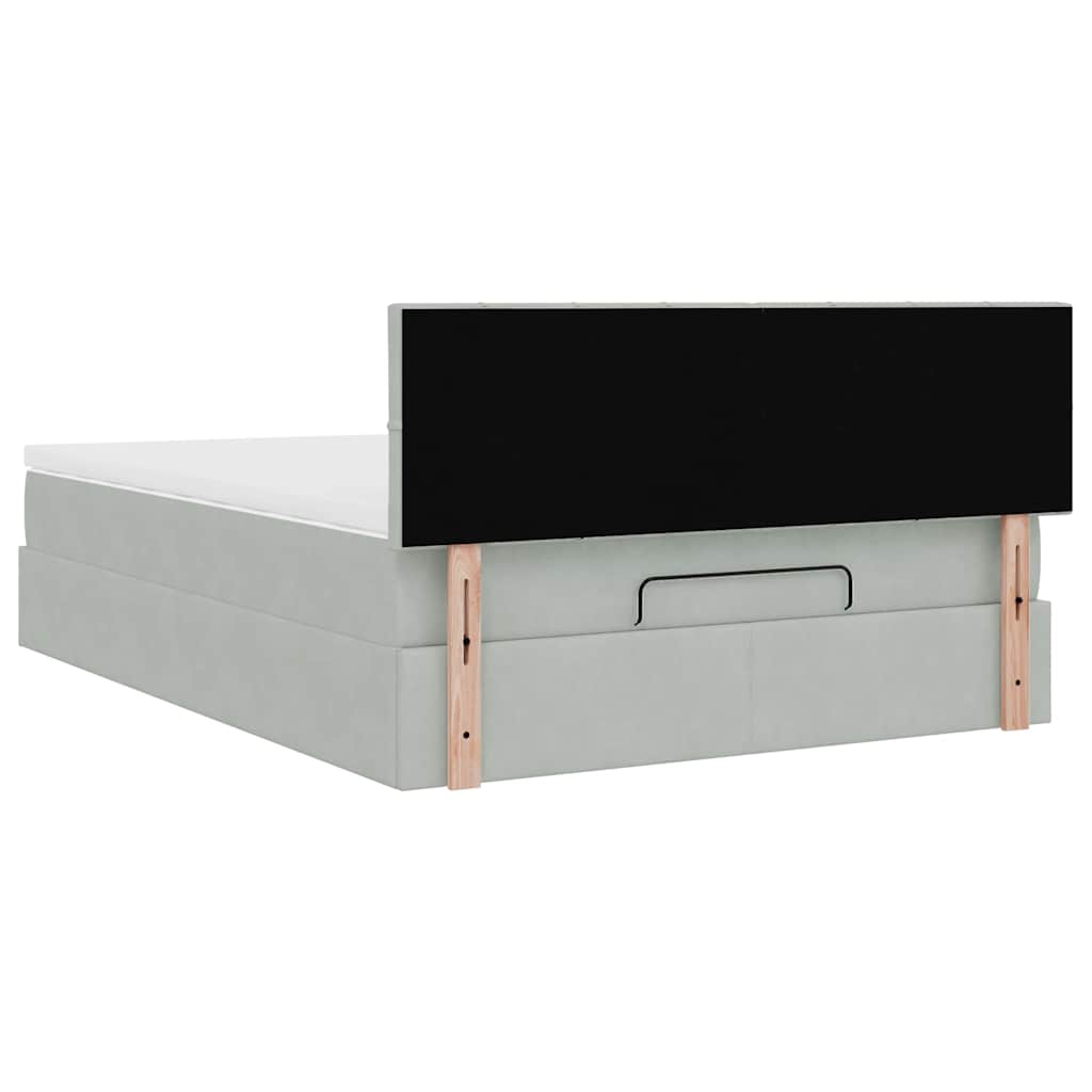 vidaXL Ottoman-Bett mit Matratze & LEDs Hellgrau 140x200 cm Samt
