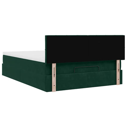 vidaXL Ottoman-Bett mit Matratze & LEDs Dunkelgrün 140x200 cm Samt