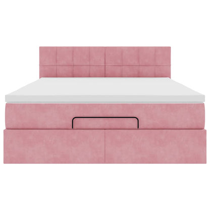 Ottoman-Bett mit Matratze & LEDs Rosa 140x200 cm Samt