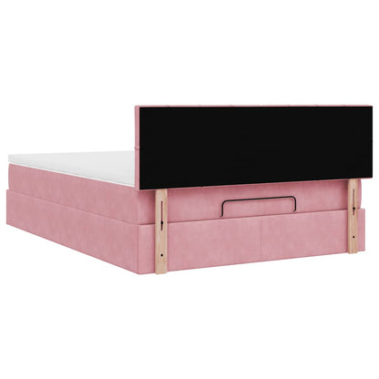 Ottoman-Bett mit Matratze & LEDs Rosa 140x200 cm Samt