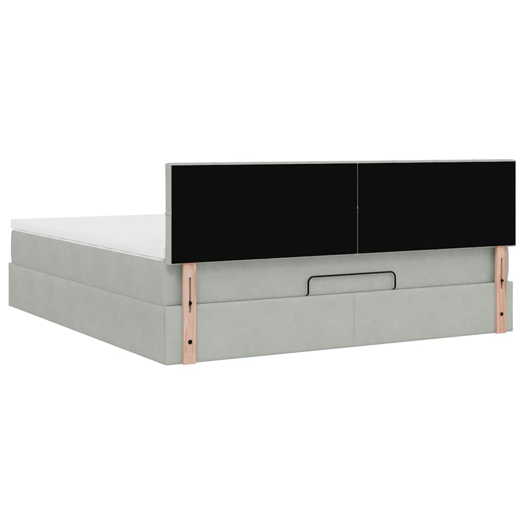 vidaXL Ottoman-Bett mit Matratze & LEDs Hellgrau 160x200 cm Samt