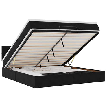 vidaXL Ottoman-Bett mit Matratze & LEDs Schwarz 160x200 cm Samt