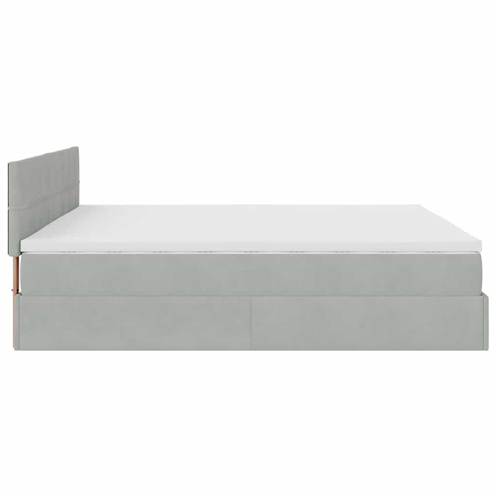 vidaXL Ottoman-Bett mit Matratze & LEDs Hellgrau 180x200 cm Samt
