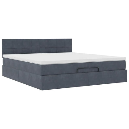 vidaXL Ottoman-Bett mit Matratze & LEDs Dunkelgrau 180x200 cm Samt