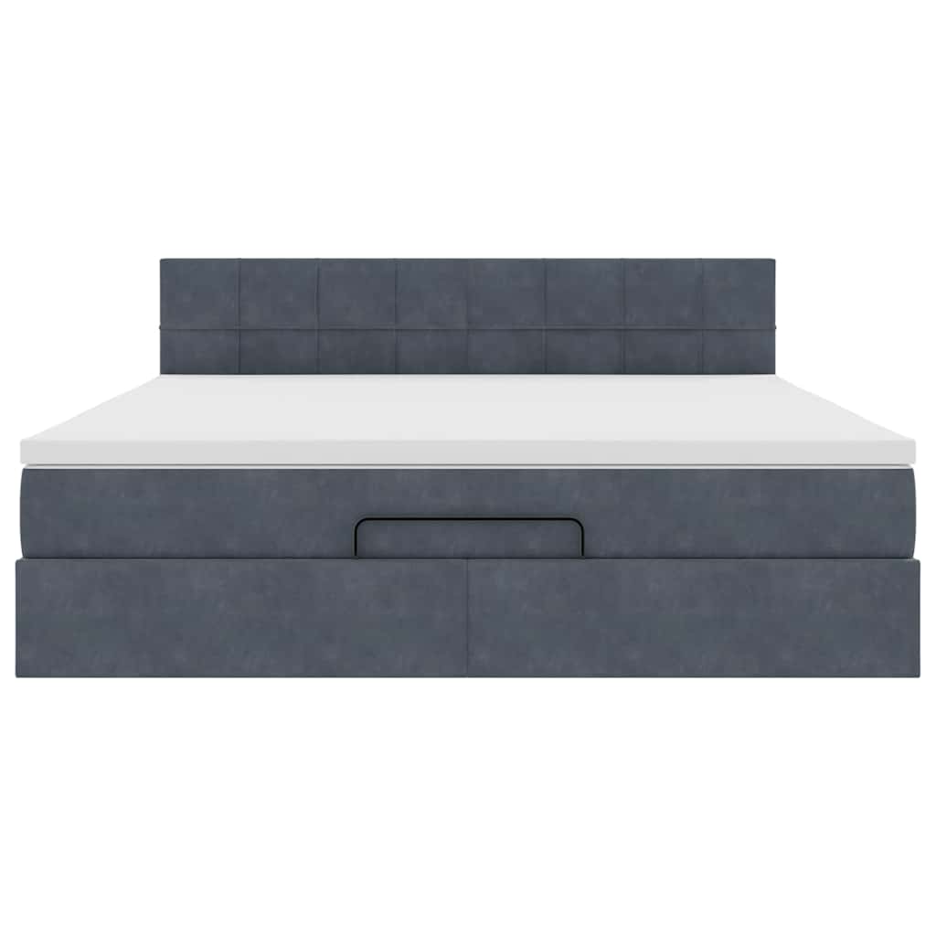 vidaXL Ottoman-Bett mit Matratze & LEDs Dunkelgrau 180x200 cm Samt