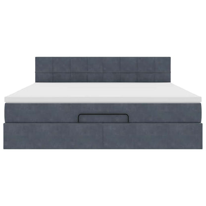 vidaXL Ottoman-Bett mit Matratze & LEDs Dunkelgrau 180x200 cm Samt