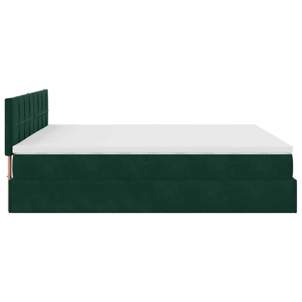 vidaXL Ottoman-Bett mit Matratze & LEDs Dunkelgrün 180x200 cm Samt