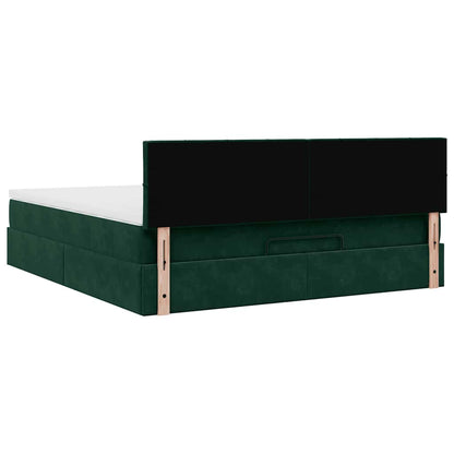 vidaXL Ottoman-Bett mit Matratze & LEDs Dunkelgrün 180x200 cm Samt