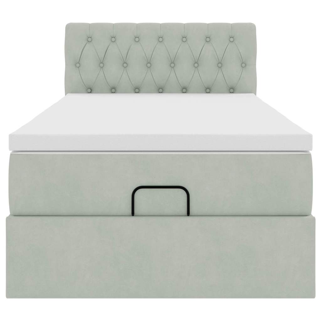 vidaXL Ottoman-Bett mit Matratze & LEDs Hellgrau 80x200 cm Samt
