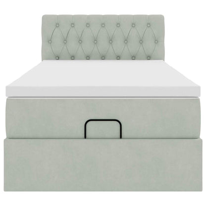 vidaXL Ottoman-Bett mit Matratze & LEDs Hellgrau 80x200 cm Samt