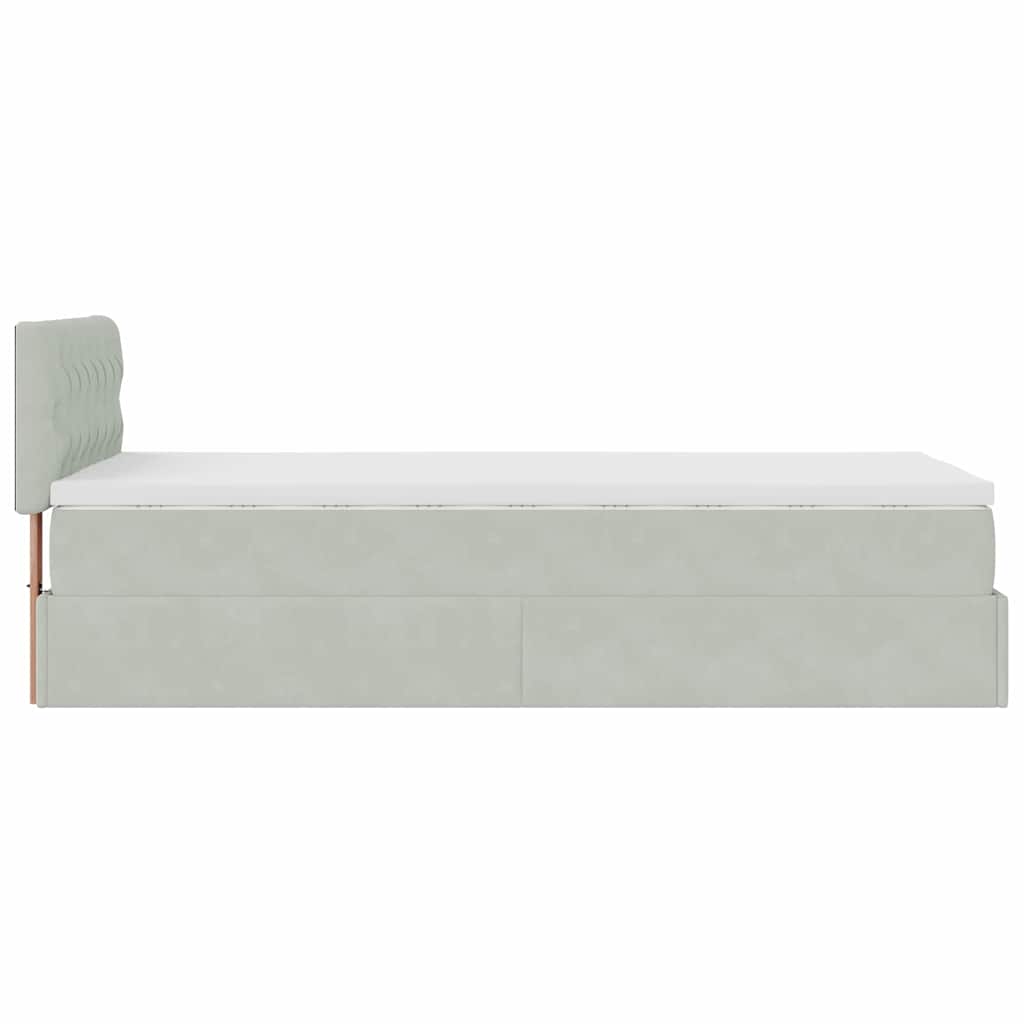 vidaXL Ottoman-Bett mit Matratze & LEDs Hellgrau 80x200 cm Samt