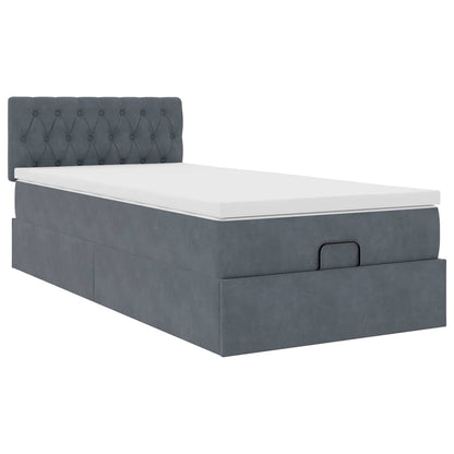 vidaXL Ottoman-Bett mit Matratze & LEDs Dunkelgrau 80x200 cm Samt