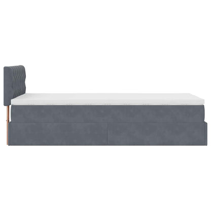 vidaXL Ottoman-Bett mit Matratze & LEDs Dunkelgrau 80x200 cm Samt