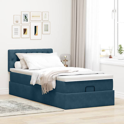 vidaXL Lit ottoman avec matelas et LED Bleu foncé 80x200 cm Velours
