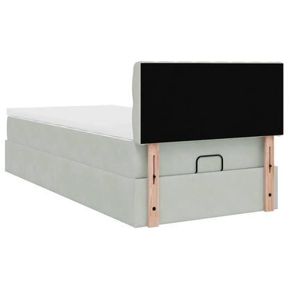 vidaXL Ottoman-Bett mit Matratze & LEDs Hellgrau 90x200 cm Samt