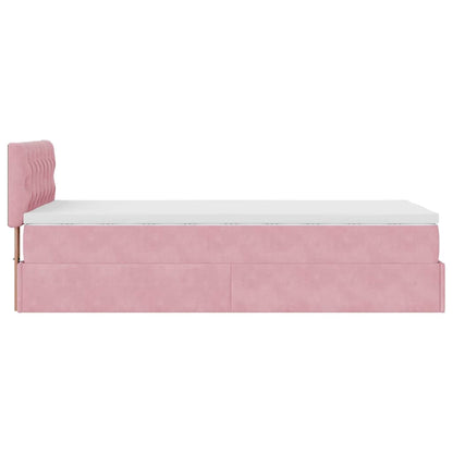 Ottoman-Bett mit Matratze & LEDs Rosa 90x200 cm Samt