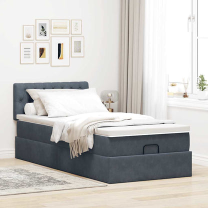 vidaXL Ottoman-Bett mit Matratze & LEDs Dunkelgrau 100x200 cm Samt