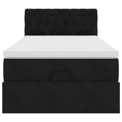 Ottoman-Bett mit Matratze & LEDs Schwarz 100x200 cm Samt