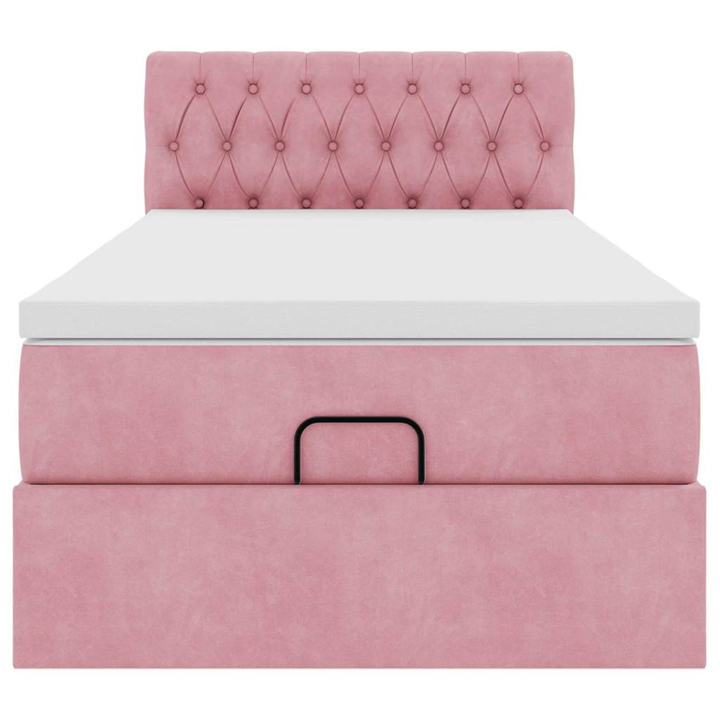 vidaXL Ottoman-Bett mit Matratze & LEDs Rosa 100x200 cm Samt