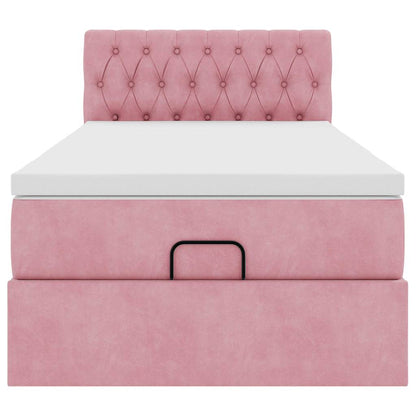 vidaXL Ottoman-Bett mit Matratze & LEDs Rosa 100x200 cm Samt
