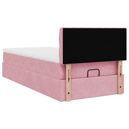vidaXL Ottoman-Bett mit Matratze & LEDs Rosa 100x200 cm Samt