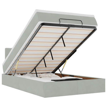 vidaXL Ottomane Bett mit Matratze & LEDs Hellgrau 120x190 cm Samt