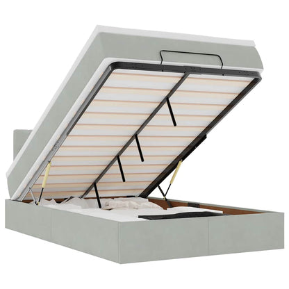 vidaXL Ottomane Bett mit Matratze & LEDs Hellgrau 120x190 cm Samt