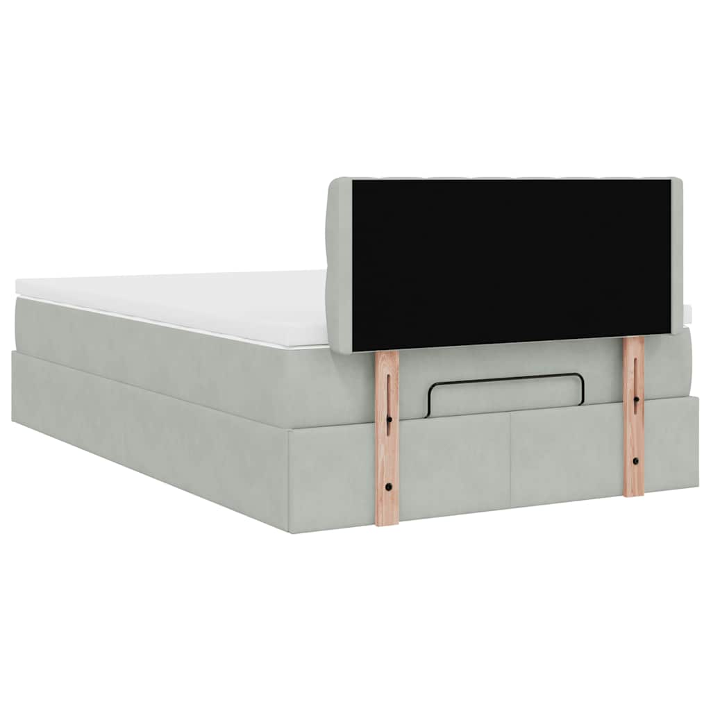 vidaXL Ottomane Bett mit Matratze & LEDs Hellgrau 120x190 cm Samt
