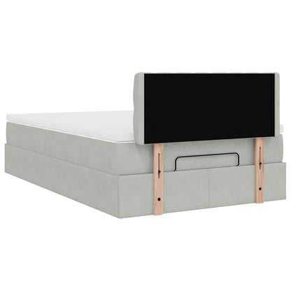 vidaXL Ottomane Bett mit Matratze & LEDs Hellgrau 120x190 cm Samt