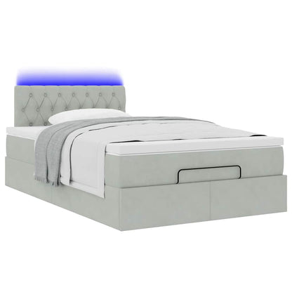 vidaXL Ottomane Bett mit Matratze & LEDs Hellgrau 120x190 cm Samt