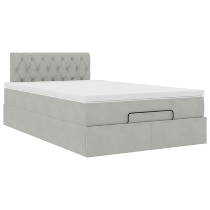 vidaXL Ottomane Bett mit Matratze & LEDs Hellgrau 120x190 cm Samt