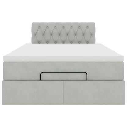 vidaXL Ottomane Bett mit Matratze & LEDs Hellgrau 120x190 cm Samt