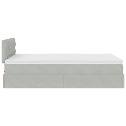 vidaXL Ottomane Bett mit Matratze & LEDs Hellgrau 120x190 cm Samt