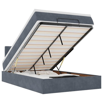 Ottomane Bett mit Matratze & LEDs Dunkelgrau 120x190 cm Samt