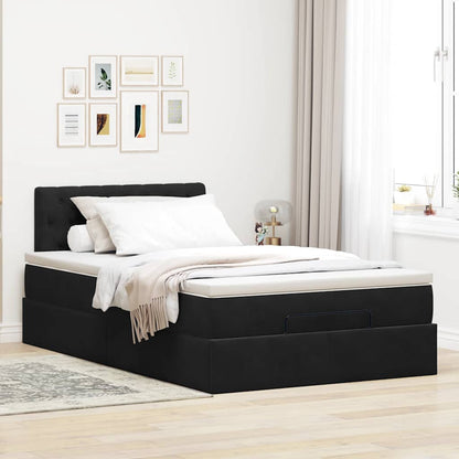 vidaXL Ottomane Bett mit Matratze & LEDs Schwarz 120x190 cm Samt